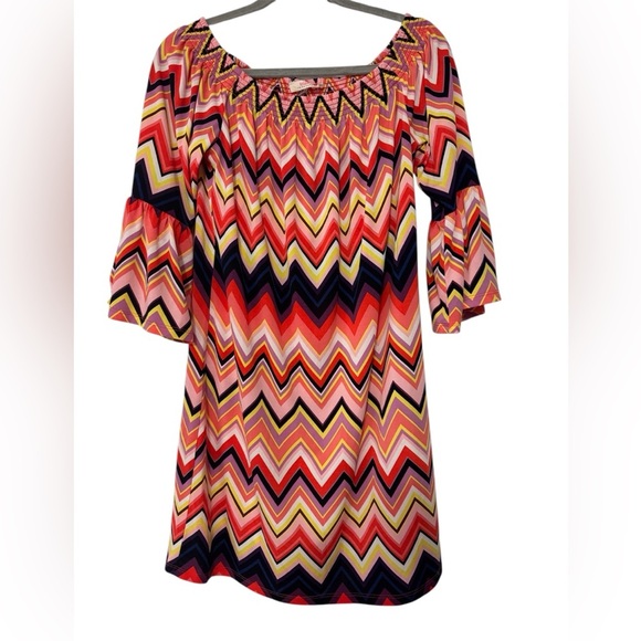Trina Trina Turk Chevron Print Boho Dress – Size Medium - Picture 1 of 7